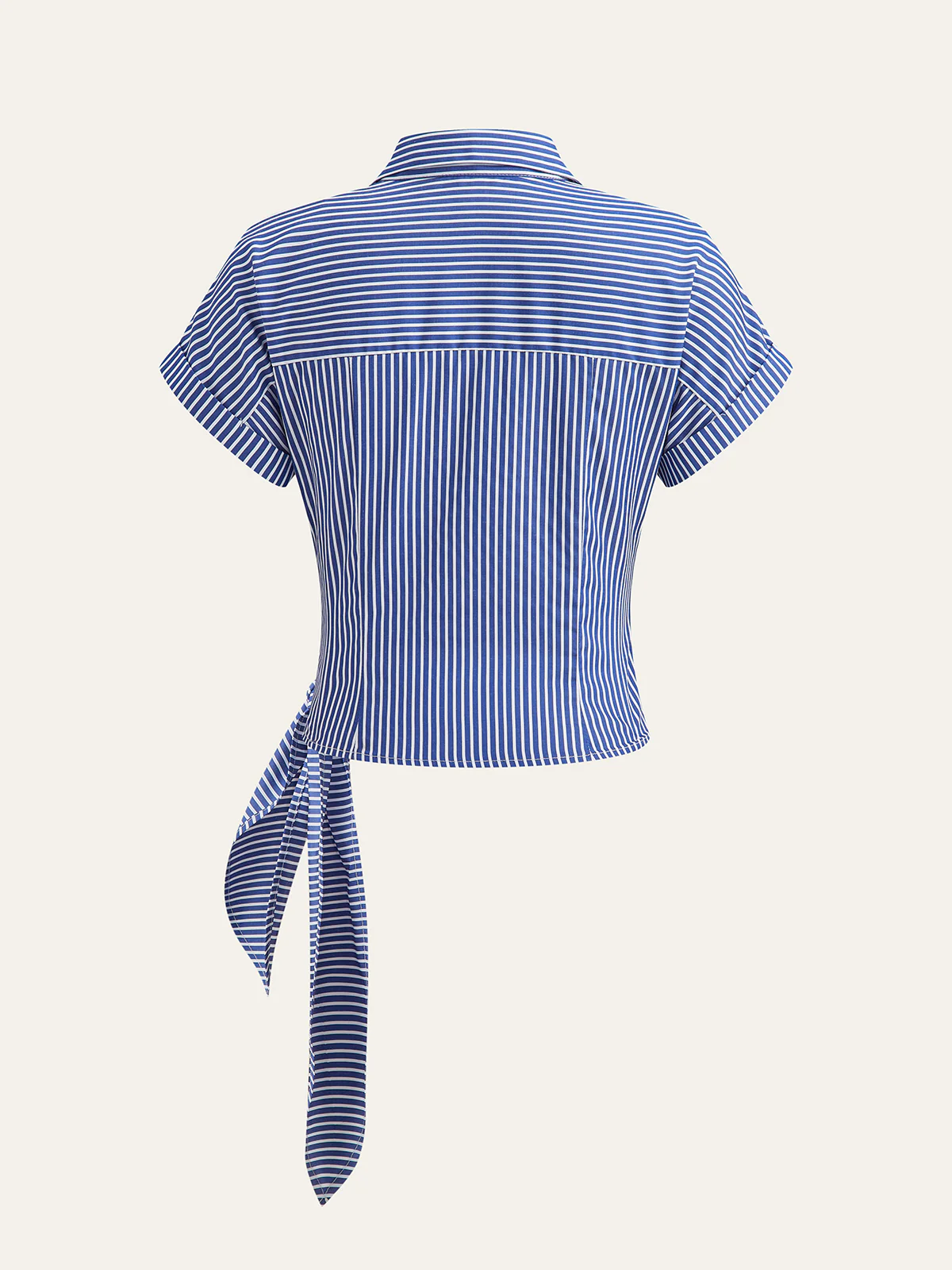 Striped Asymmetric Draped Blouse - Image 2