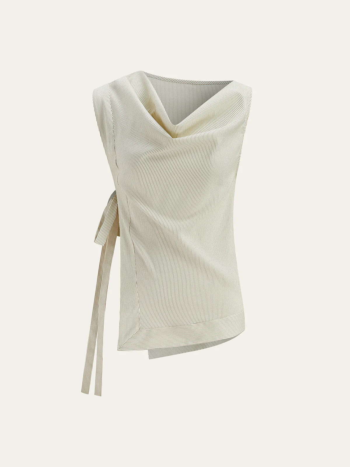 Striped Asymmetric Tie-Side Top