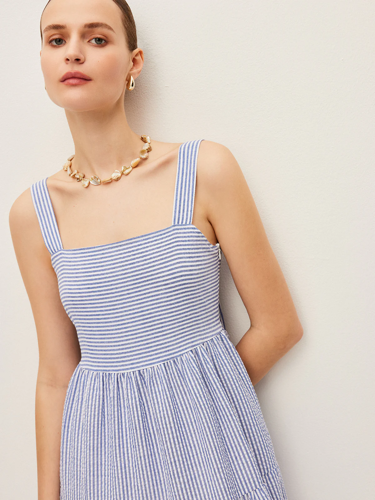 Striped Button-Detail Sleeveless Dress - Image 5