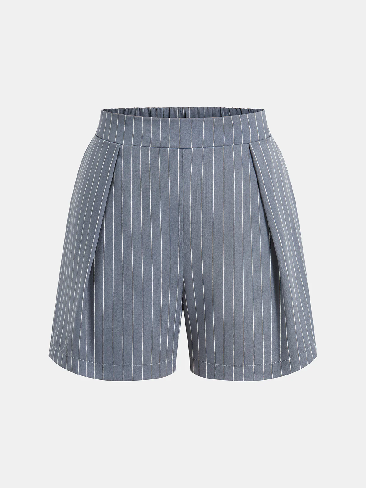 Striped Buttoned Vest & Pleated Shorts Set - Image 4