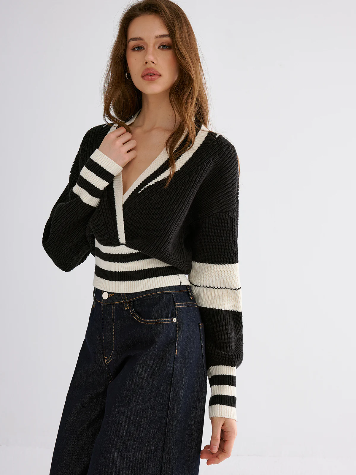 Striped Casual Knitted Sweater - Image 2