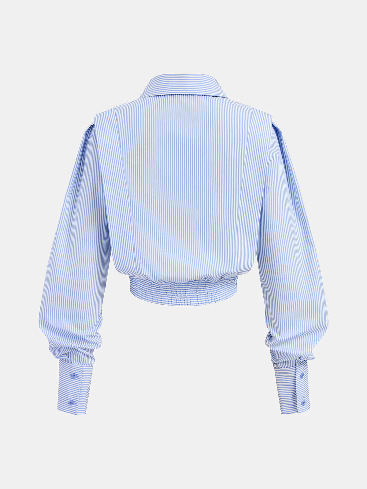 Striped Cinched Waist Cropped Shirt - Image 2