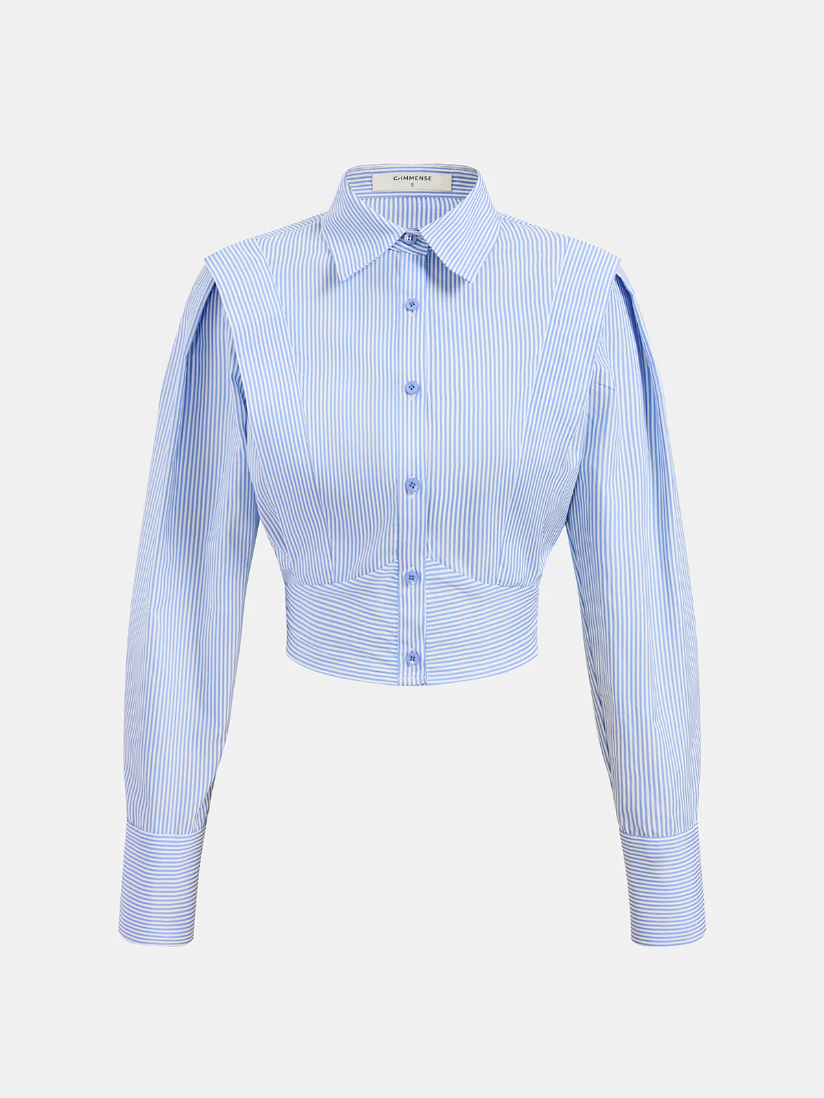 Striped Cinched Waist Cropped Shirt - Image 3