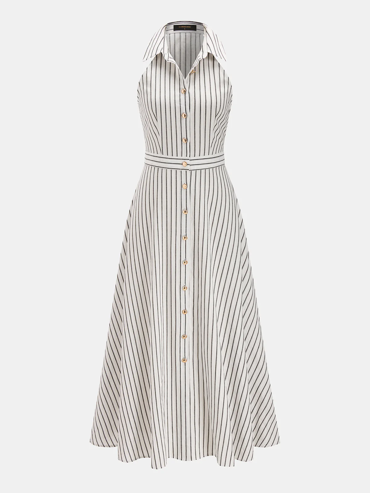 Striped Cotton Buttoned Maxi Dress - Image 2