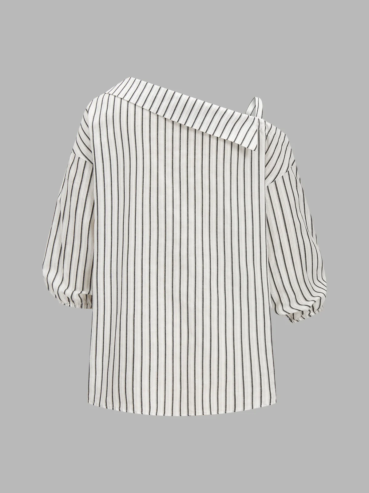 Striped Cotton Cold Shoulder Half Sleeve Blouse - Image 3