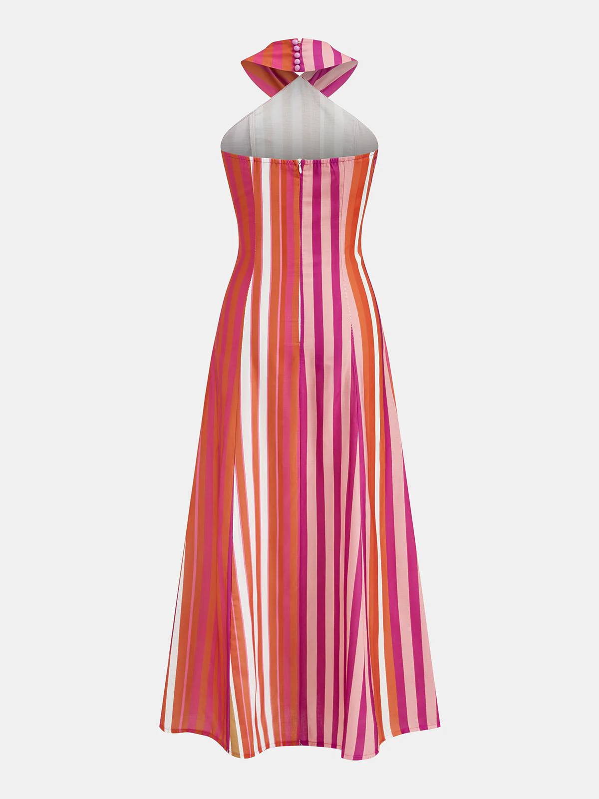 Striped Cross Halter Maxi Dress - Image 2