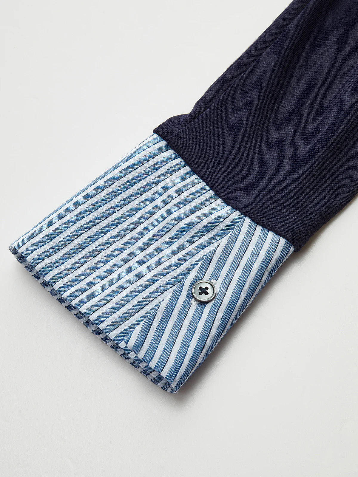 Striped Cuff Henley Neck Long-Sleeve Top - Image 4