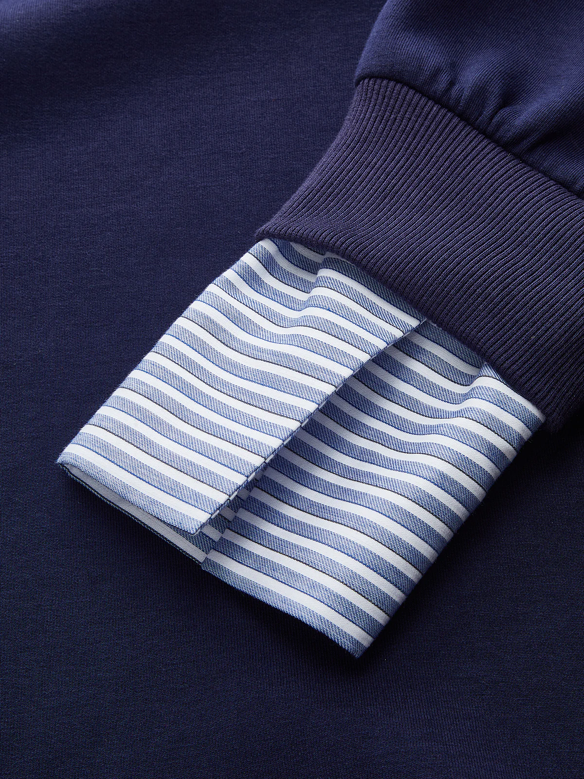 Striped Cuff Off-Shoulder Sweatshirt - Image 4