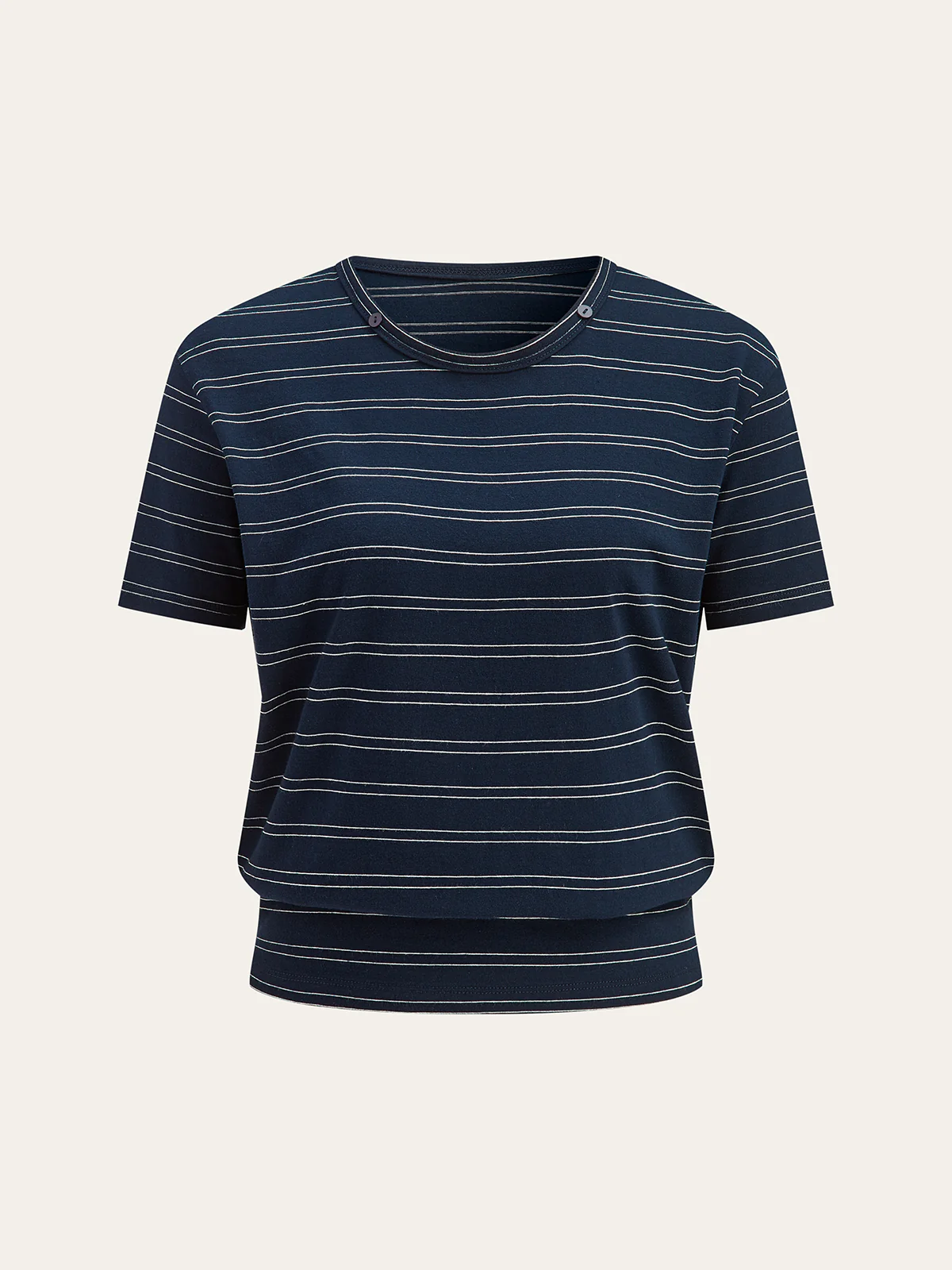 Striped Detachable Scarf Collar T-Shirt - Image 8