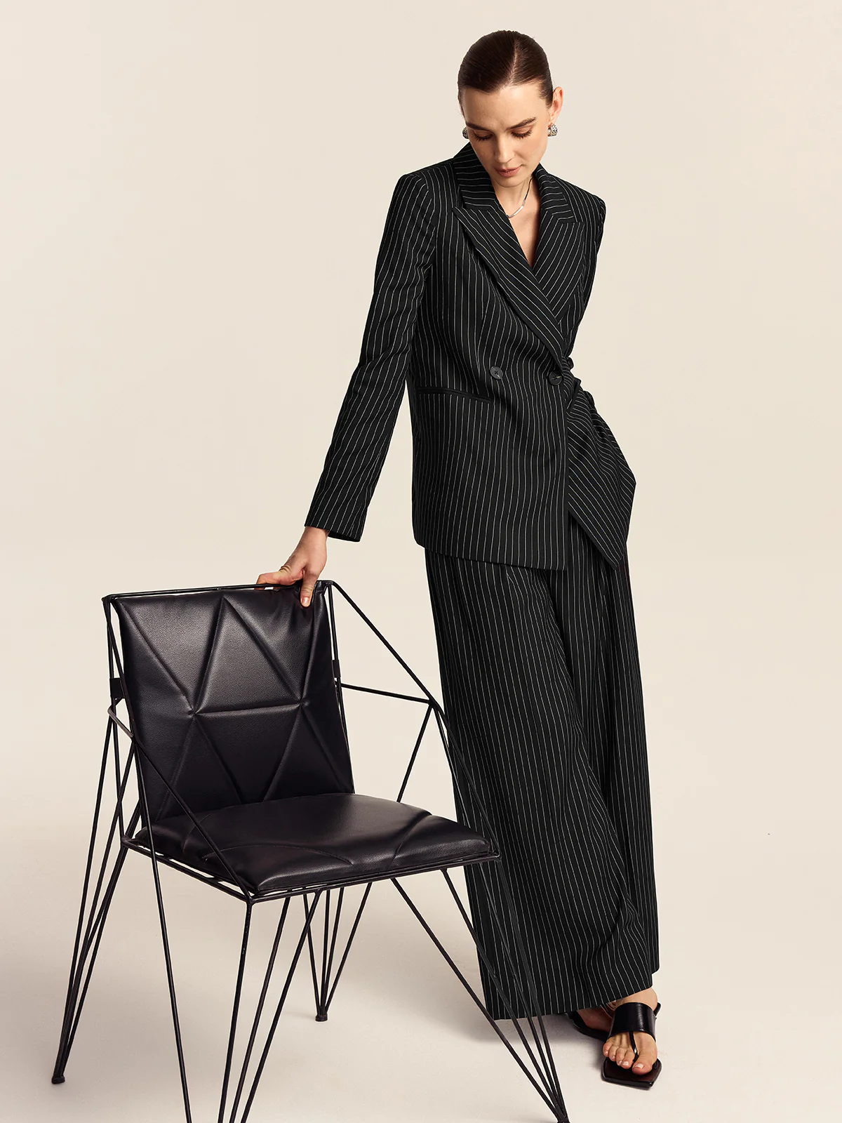 Striped Double-Breasted Blazer - Image 2