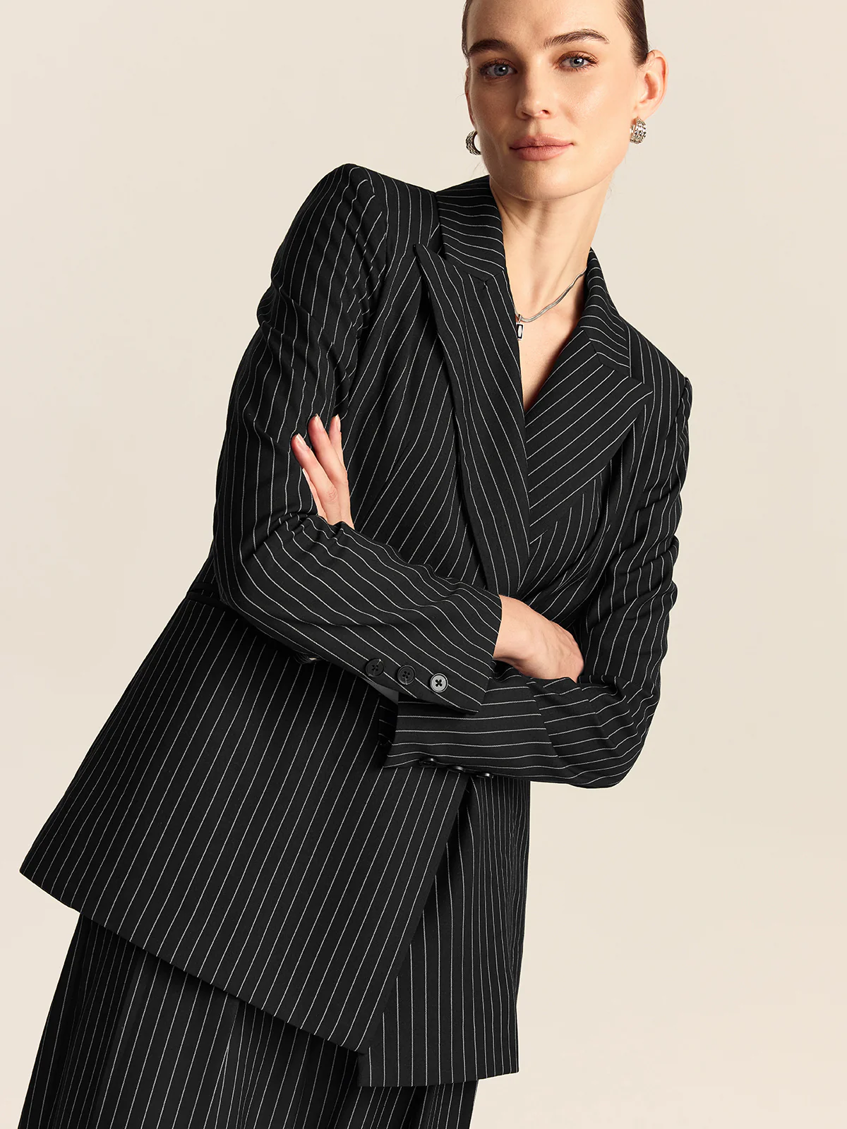 Striped Double-Breasted Blazer - Image 4