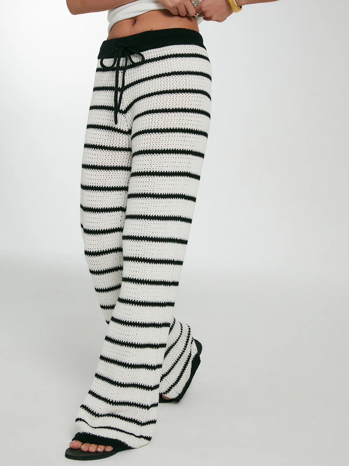 Striped Drawstring Knit Pants - Image 8
