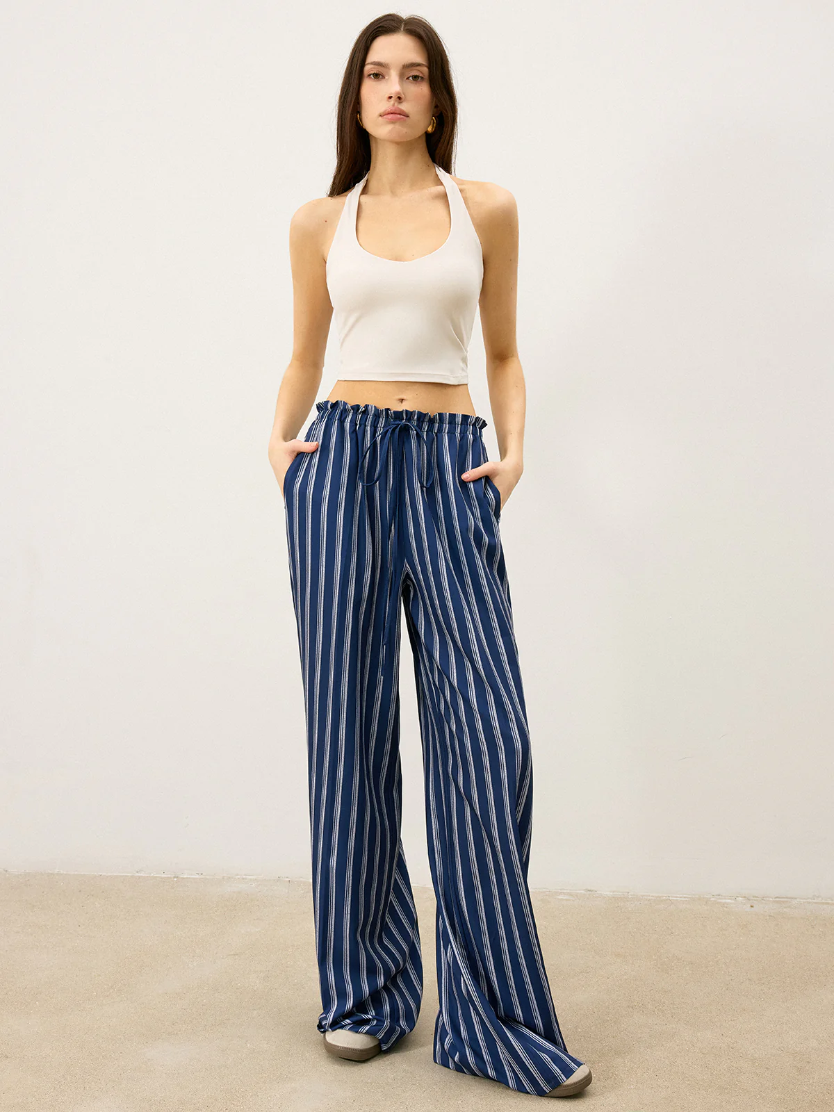 Striped Drawstring Wide-Leg Pants - Image 3
