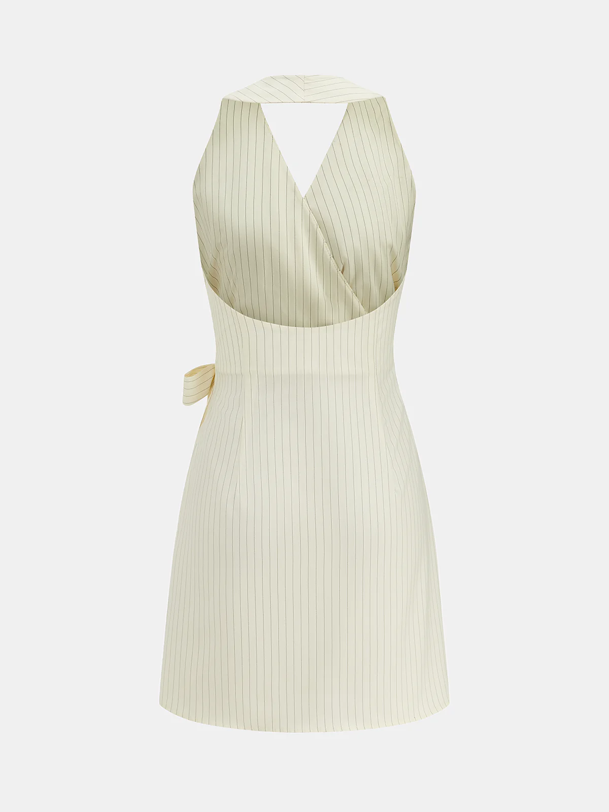 Striped Halter Wrap Tie Mini Dress - Image 2