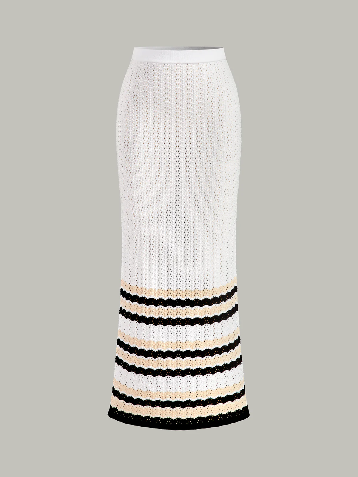 Striped Hem Knit Maxi Skirt