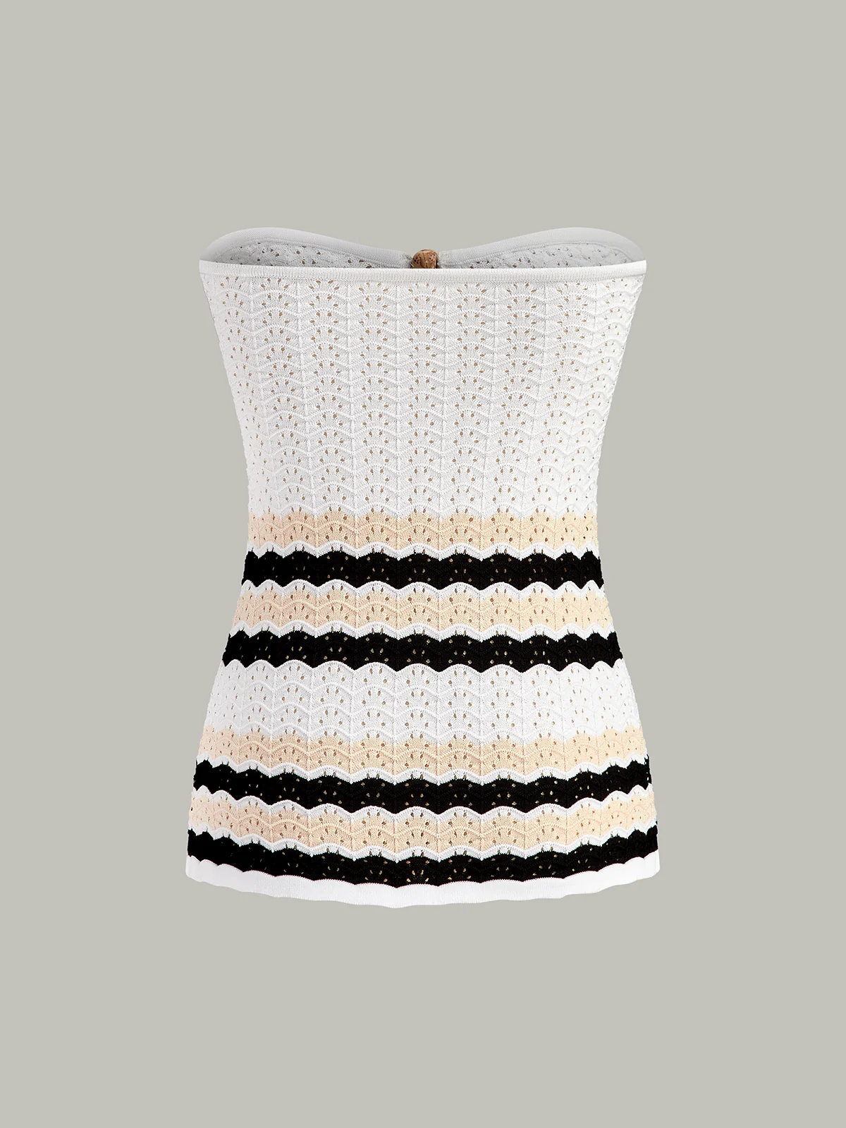 Striped Hem Strapless Knit Top - Image 2