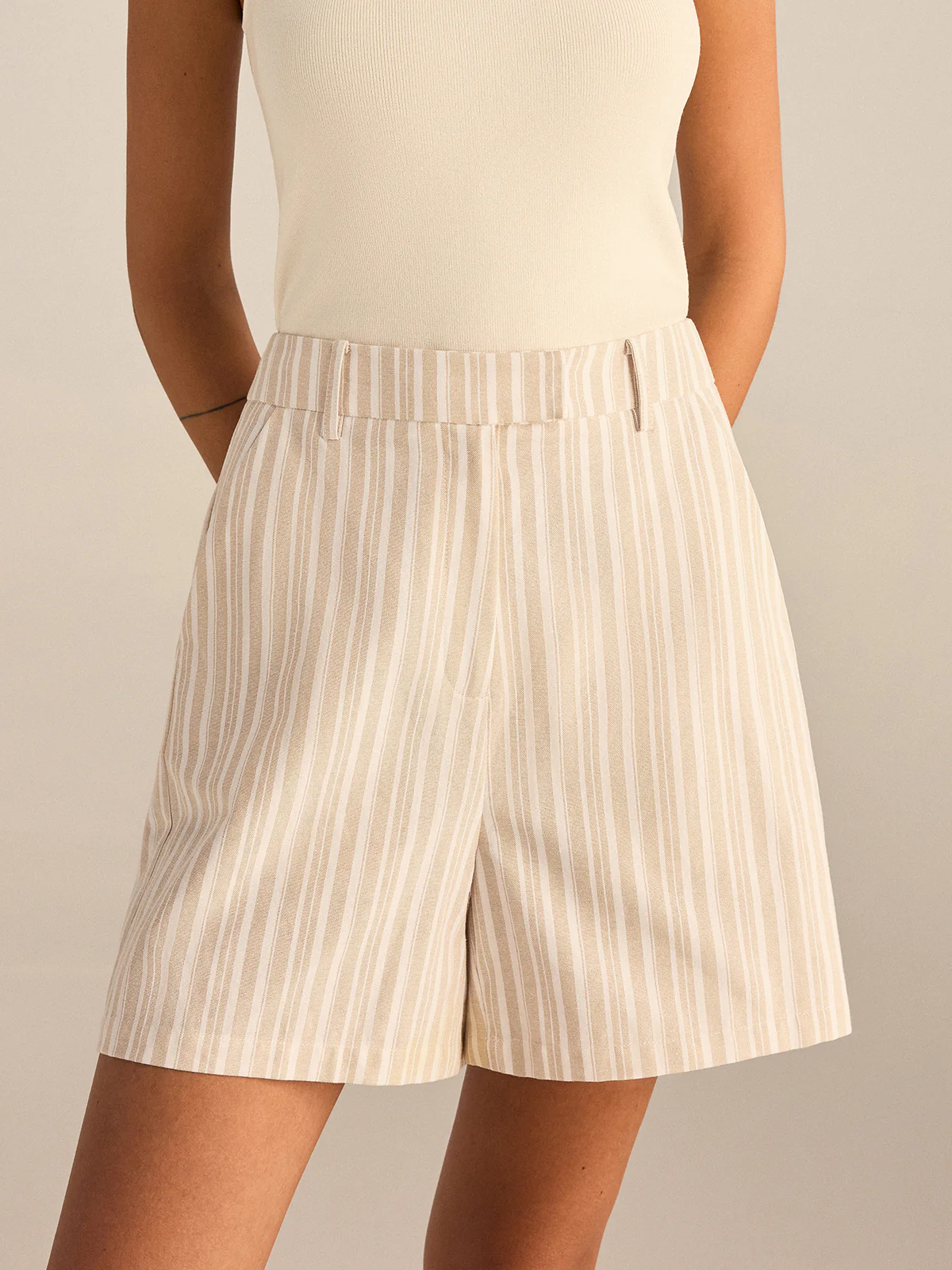 Striped Mid-Waist Shorts - Image 2