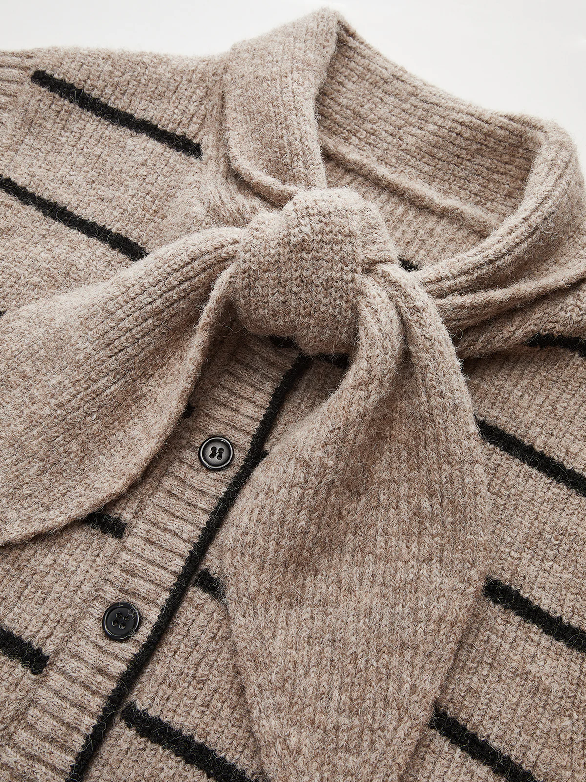 Striped Knit Vest with Tie Neck Detail - Image 4