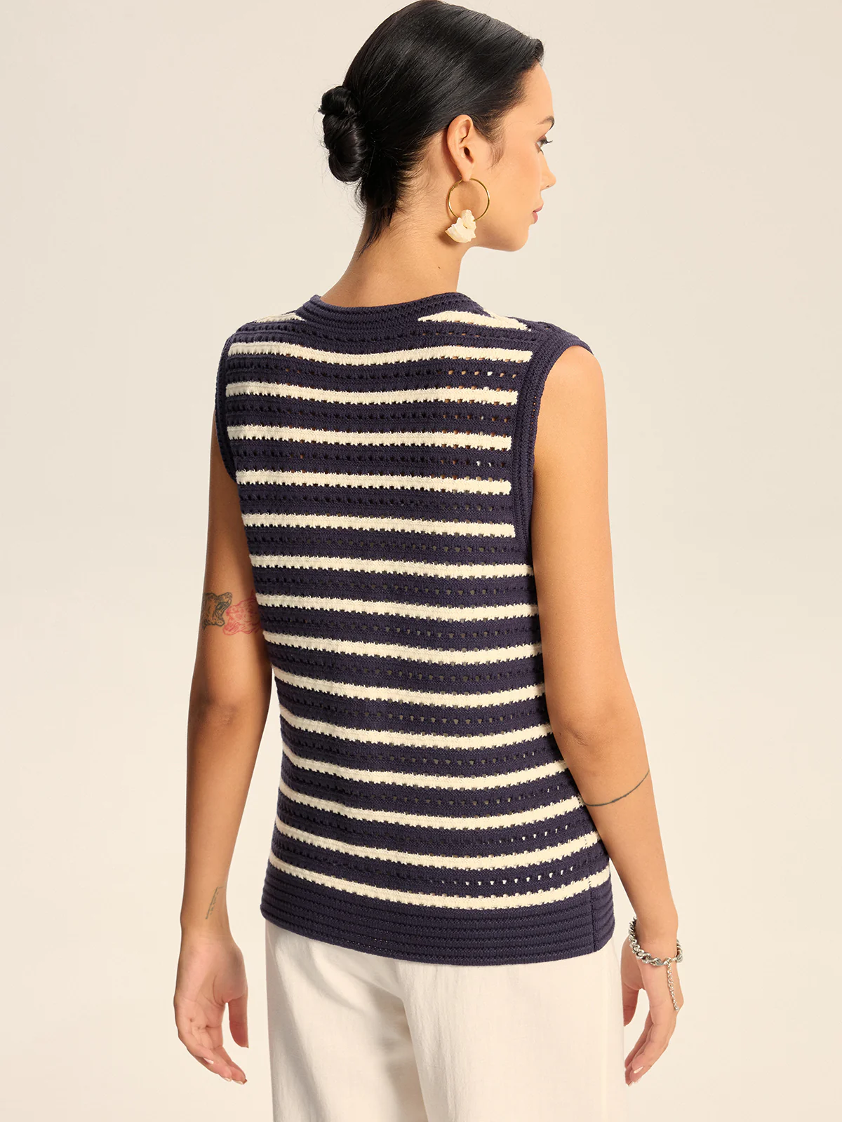 Striped Knitted Button Vest - Image 6