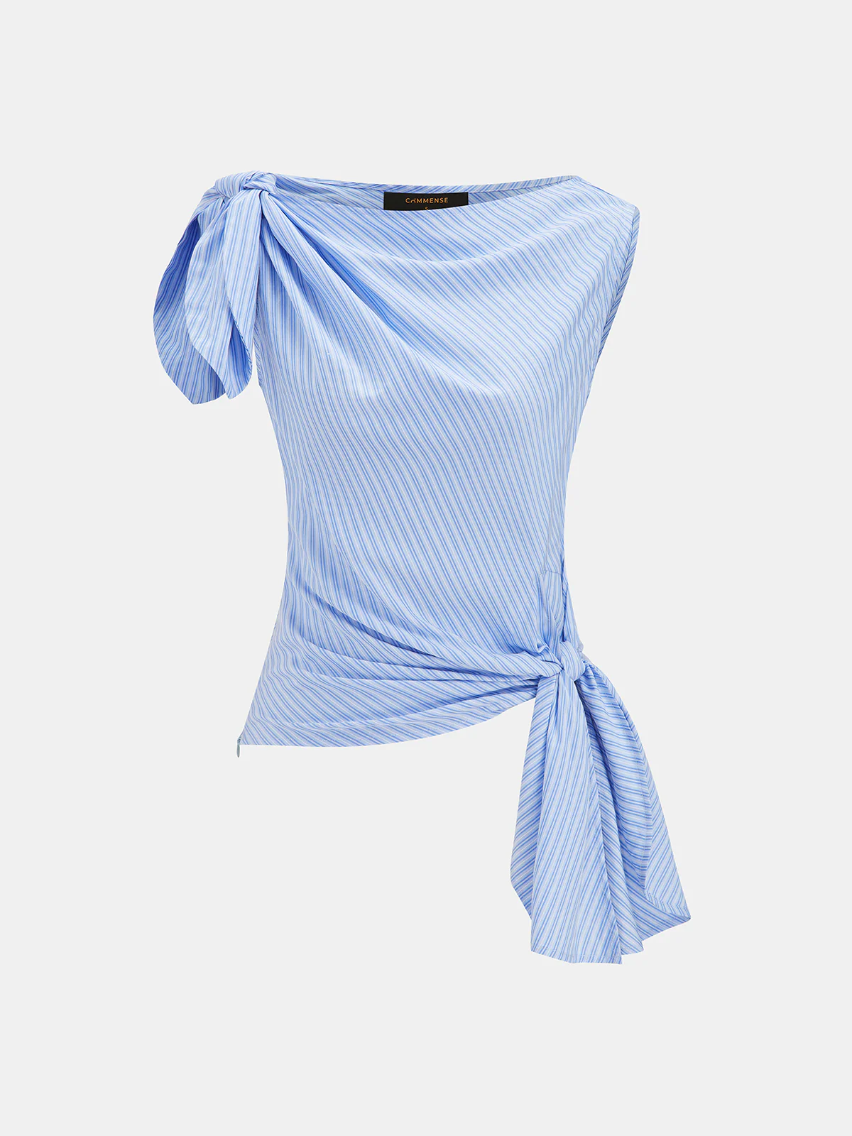 Striped Knot Detail Asymmetrical Tank Top