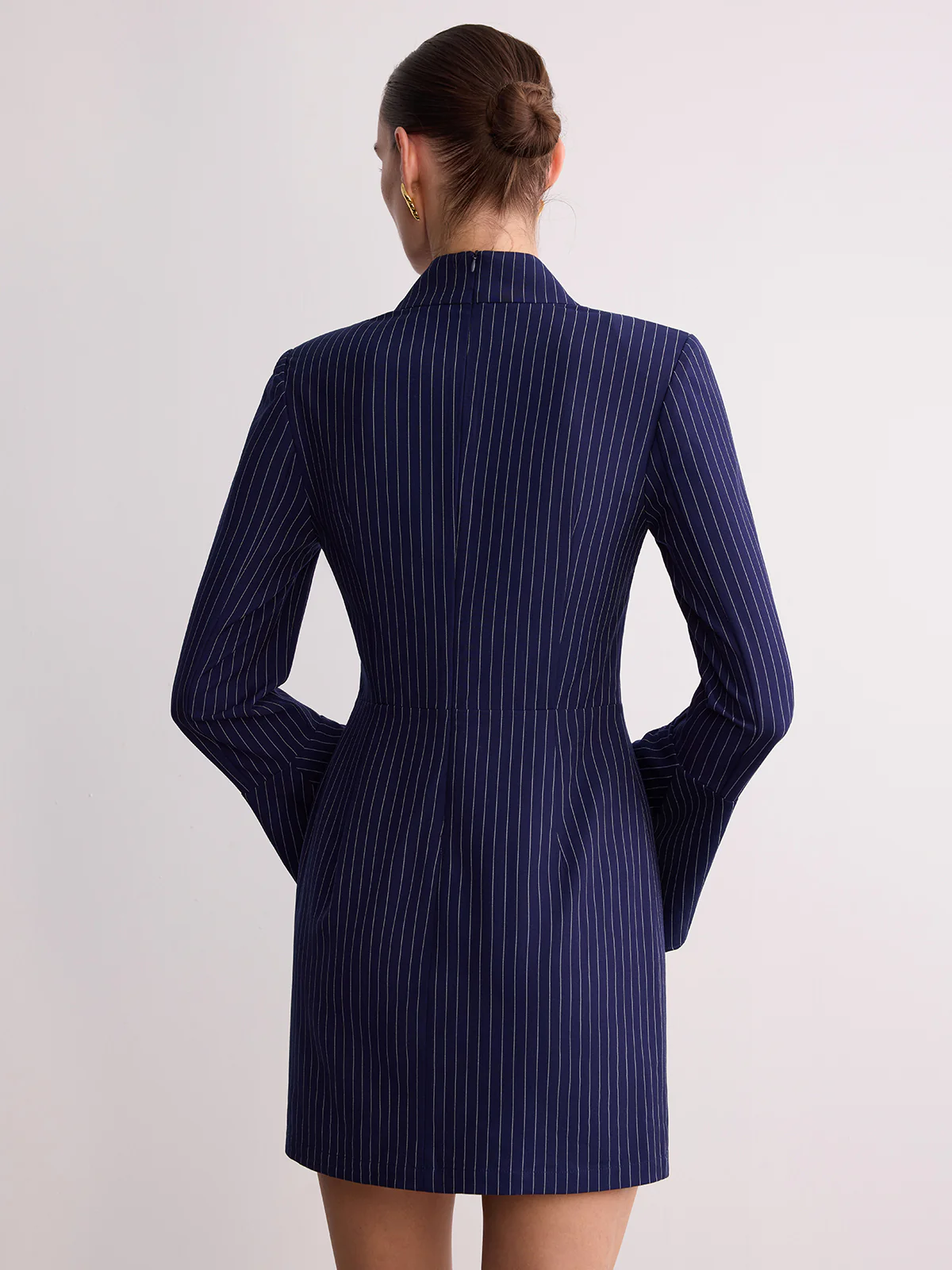 Striped Lace V-Neck Mini Dress - Image 6
