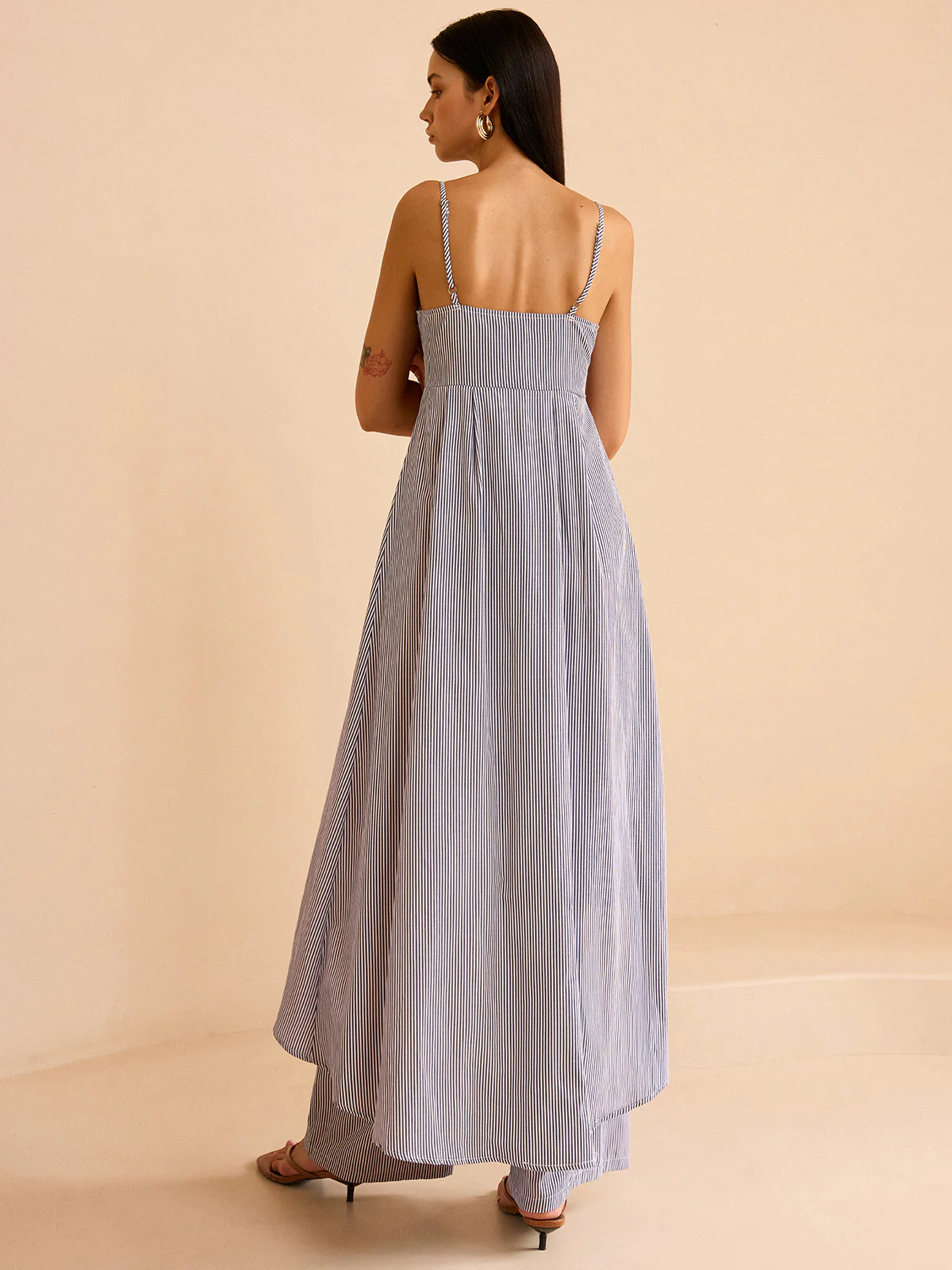 Striped Long Cami Top and Wide-Leg Pants Set - Image 6