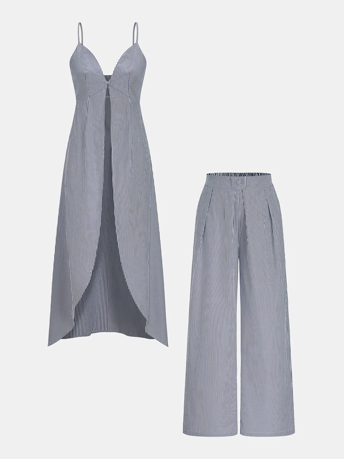 Striped Long Cami Top and Wide-Leg Pants Set - Image 7