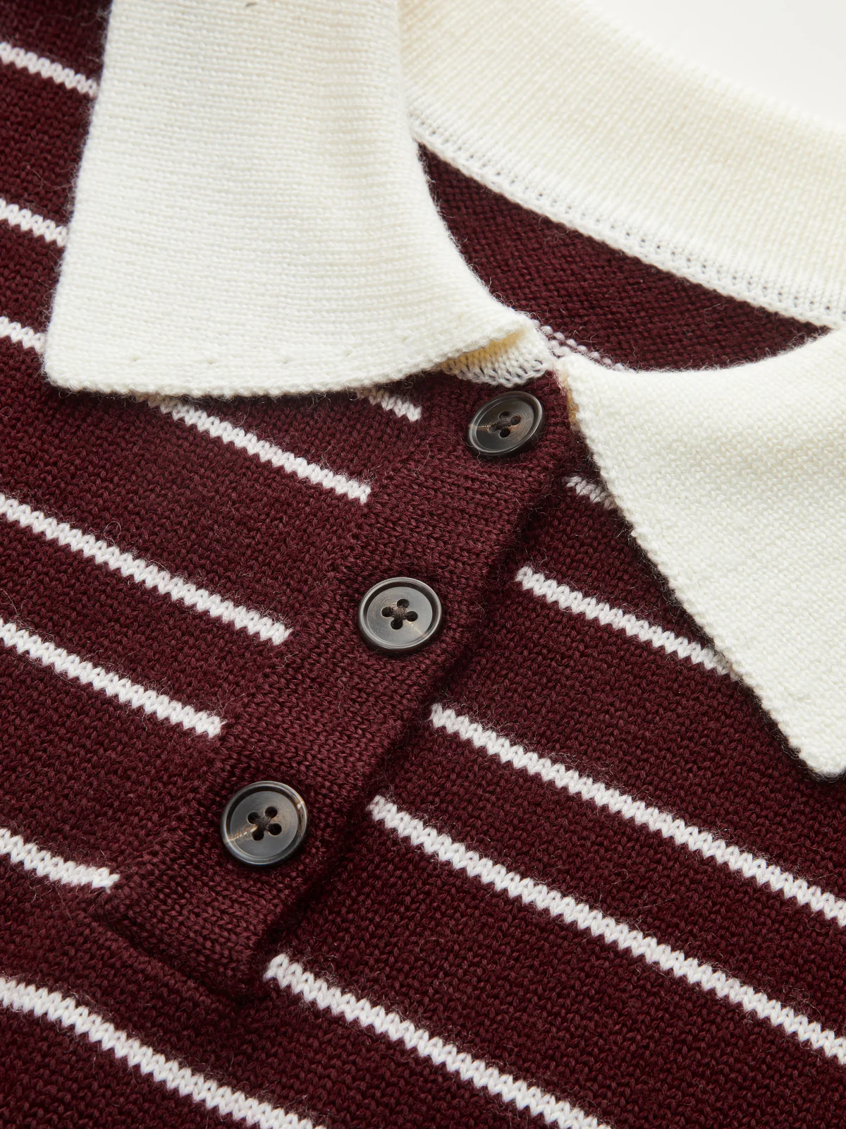 Striped Long Sleeved Knit Polo Top - Image 4
