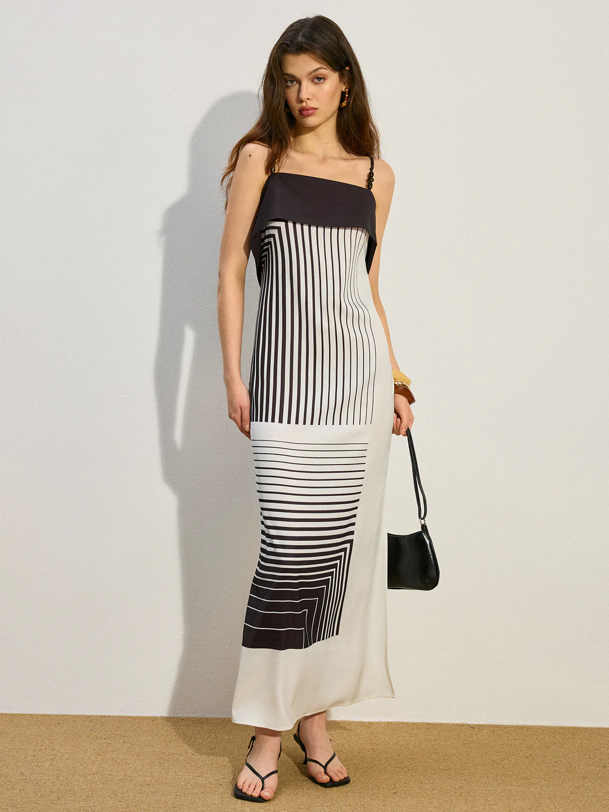 Striped Maxi Dress with Side Slit - Image 3