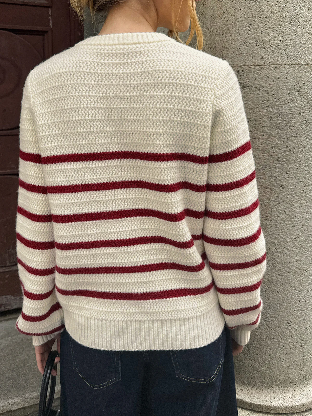 Striped Metal Button Cardigan - Image 6