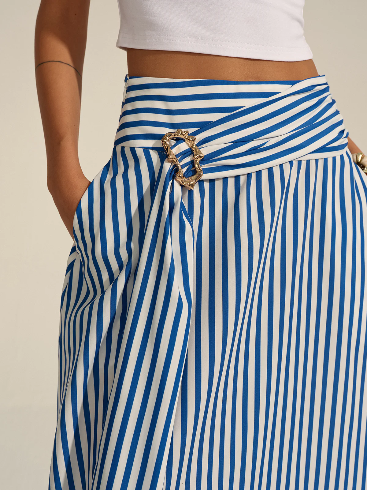 Striped Metal Decor Maxi Skirt - Image 6
