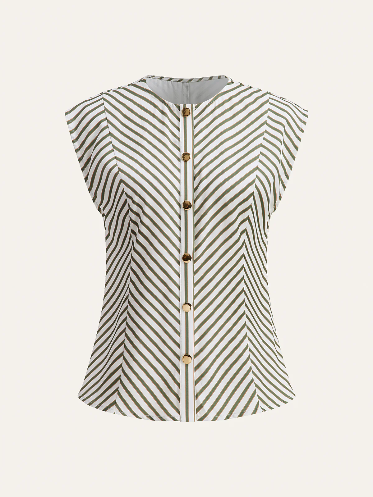 Striped Metal Round-Neck Shirt With Belt - Image 7