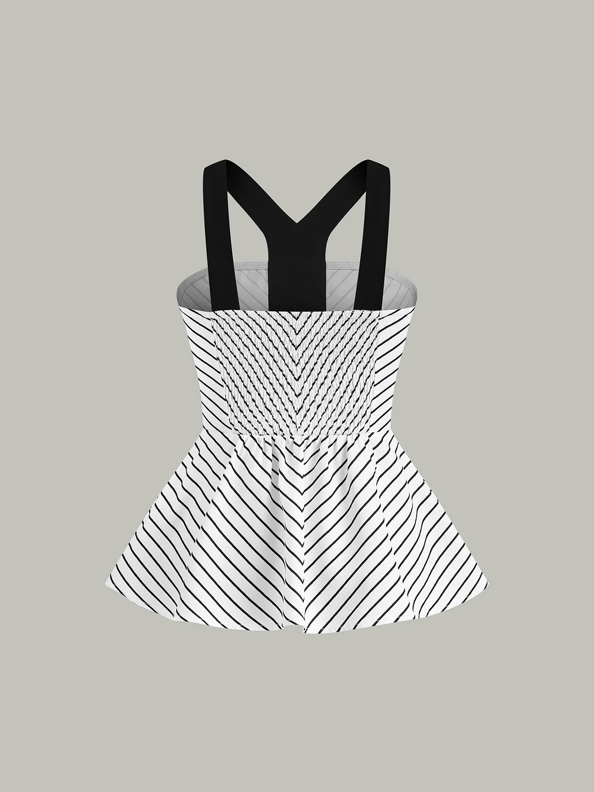 Striped Peplum Top with Contrast Straps - Image 2