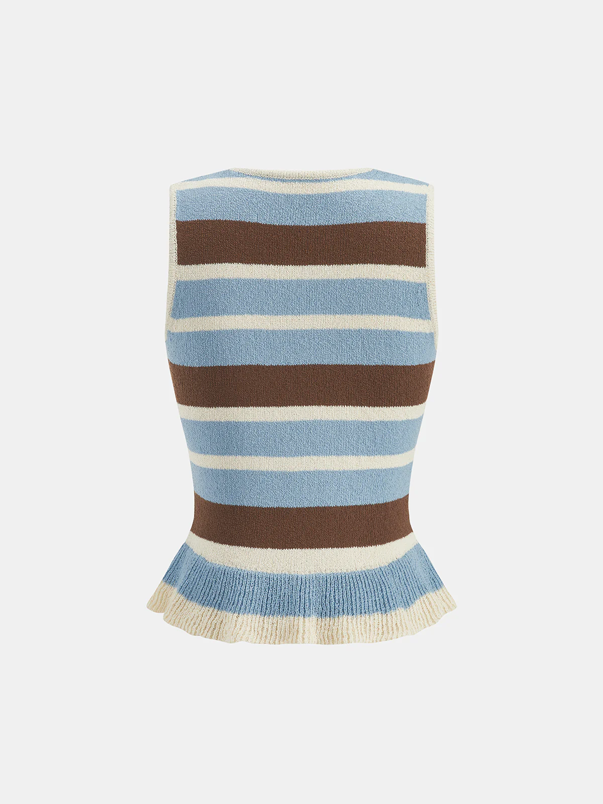Striped Ruffle Hem Sleeveless Knit Top - Image 2