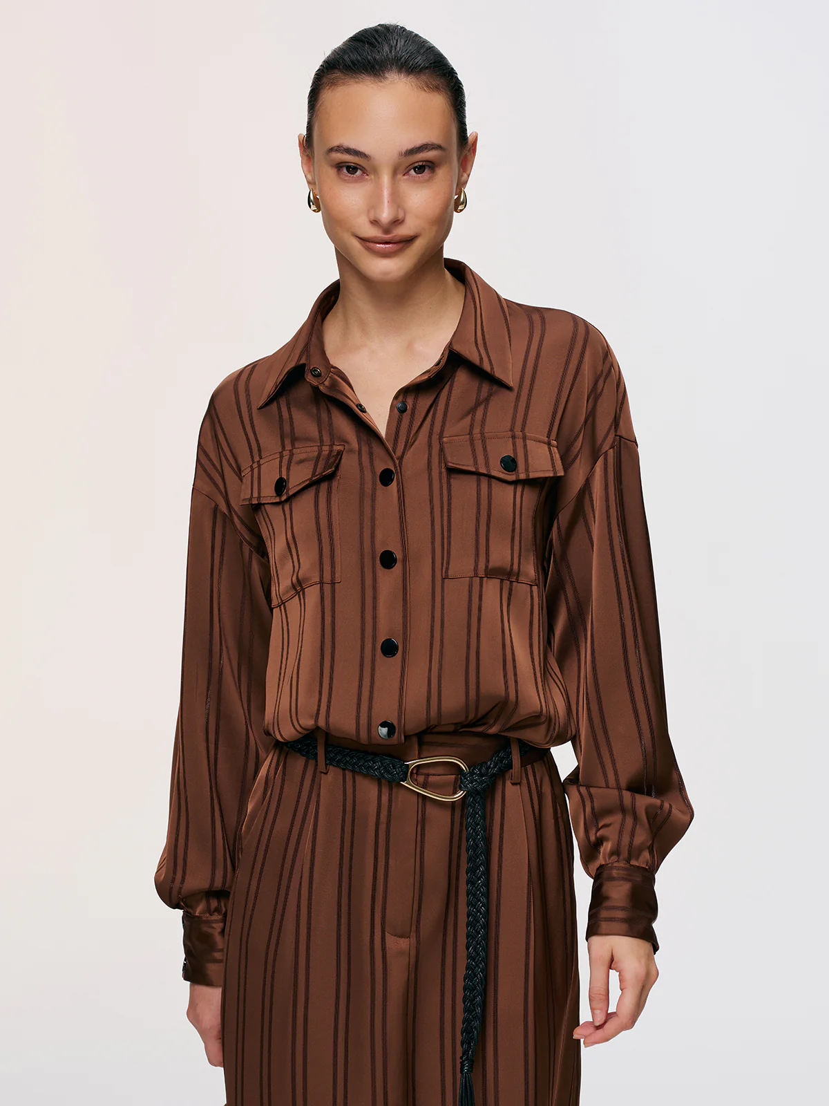 Striped Shirt & Midi Skirt Set - Image 2