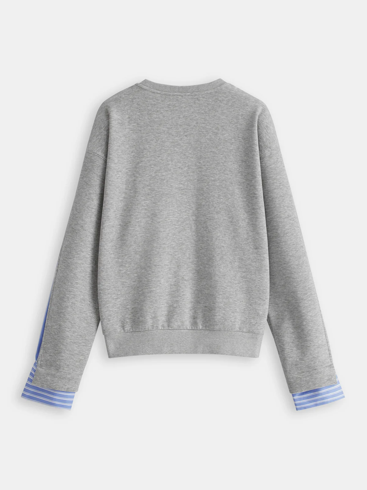 Striped Shirt Panel Crew Neck Sweatshirt - Image 3