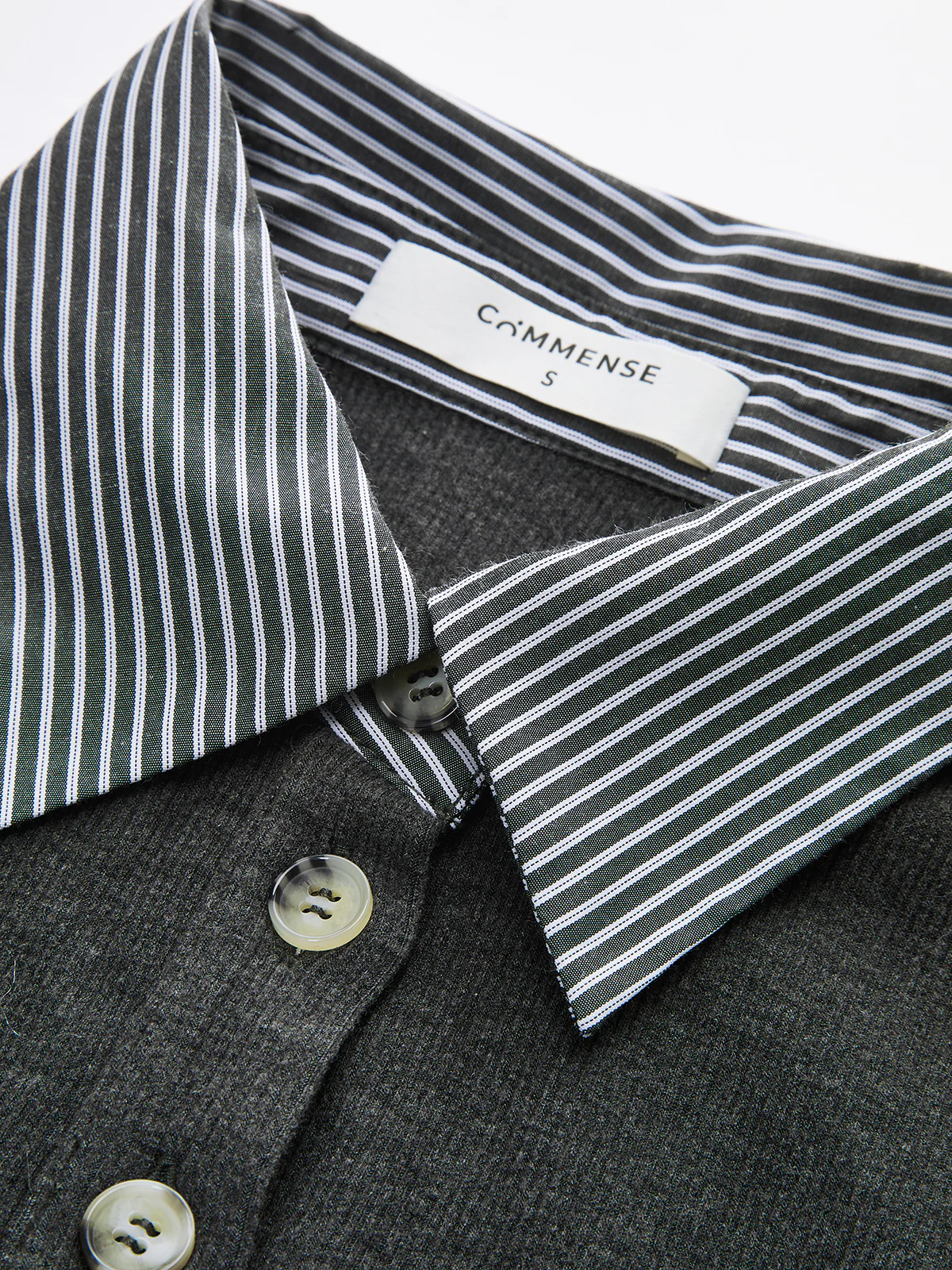 Striped Shirt Panel Knit Top - Image 4
