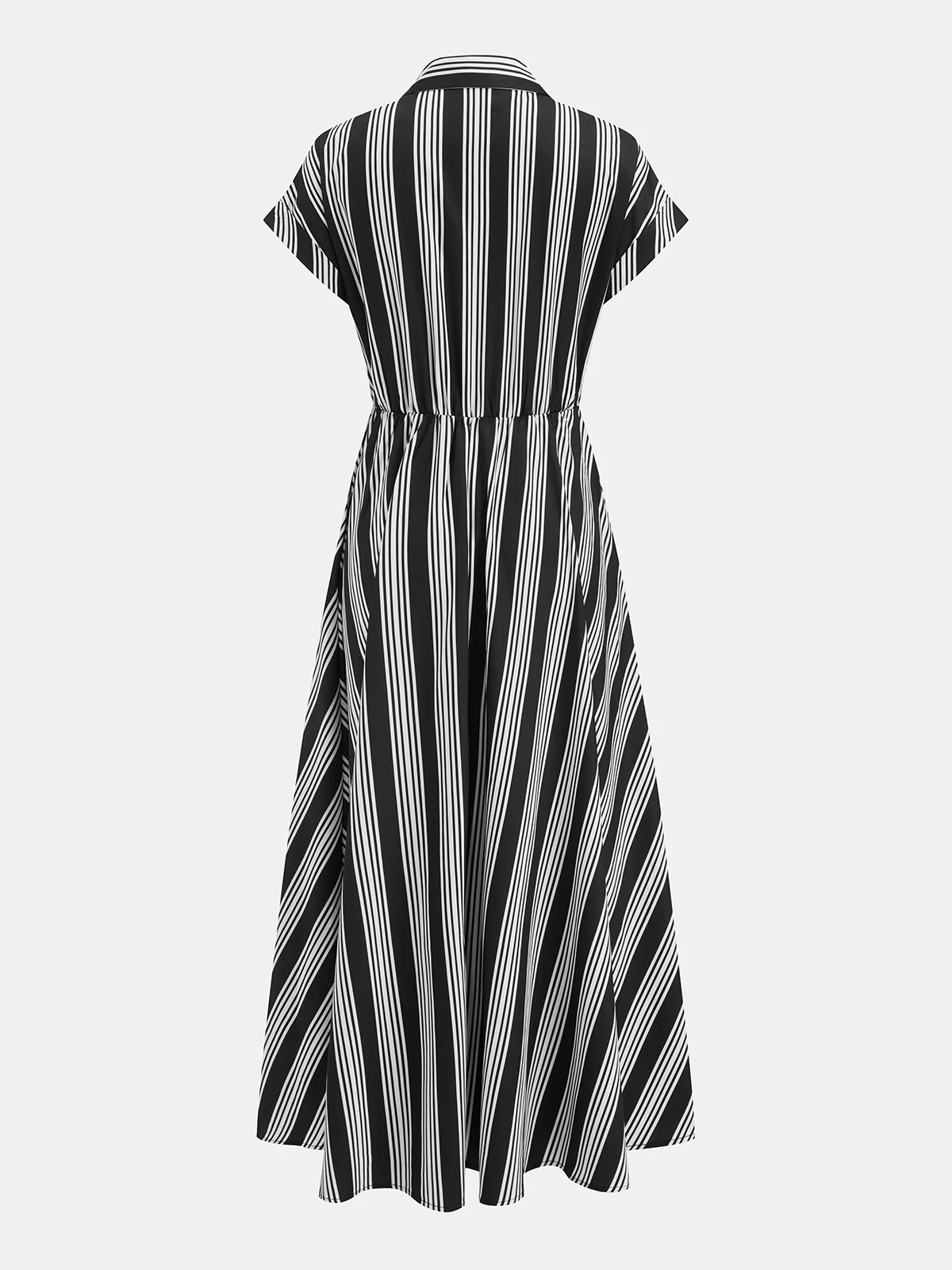 Striped Short Sleeve Maxi Shirt Dress - Image 2