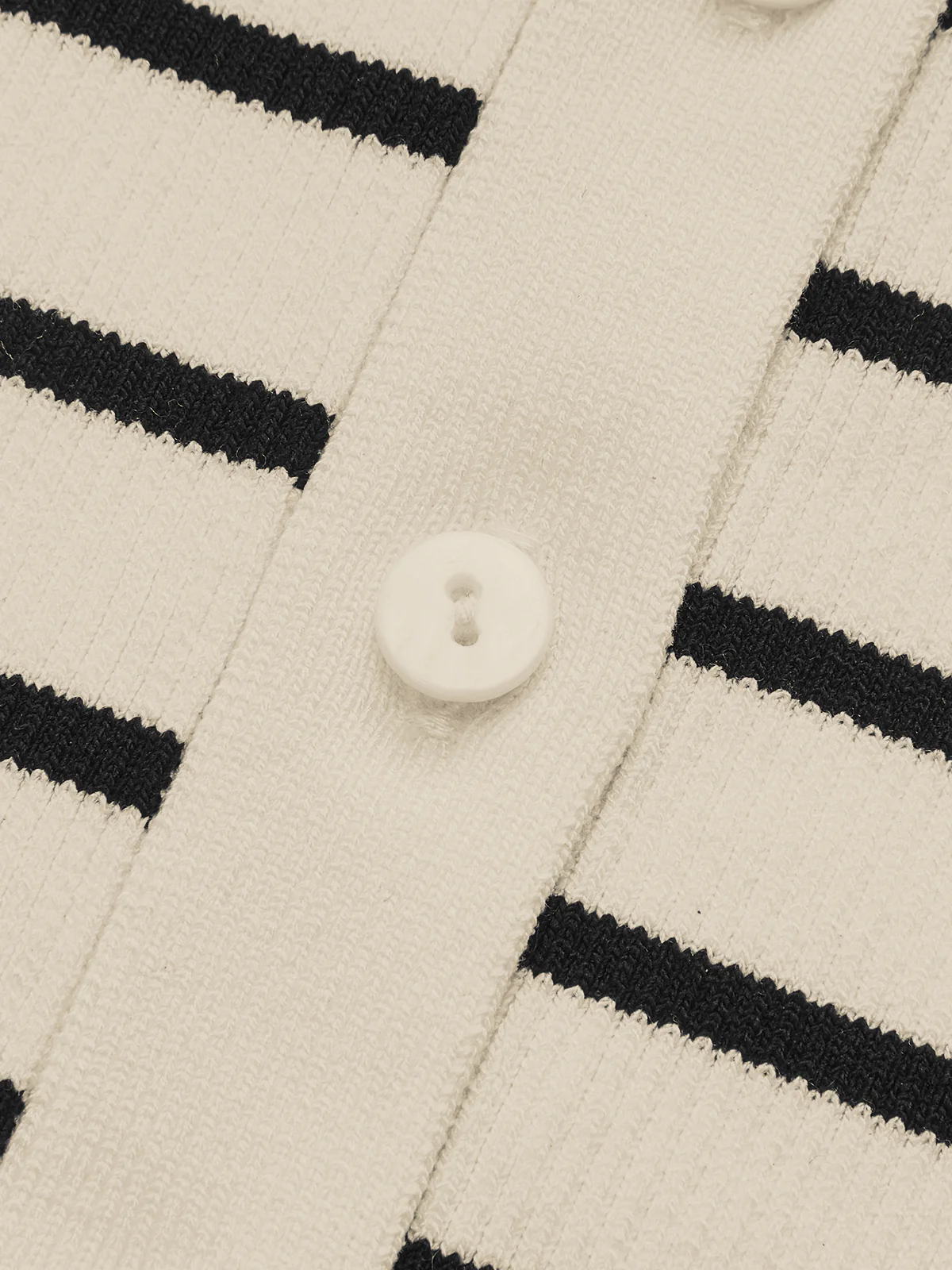 Striped Short-Sleeve Polo Collar Knit Cardigan - Image 3