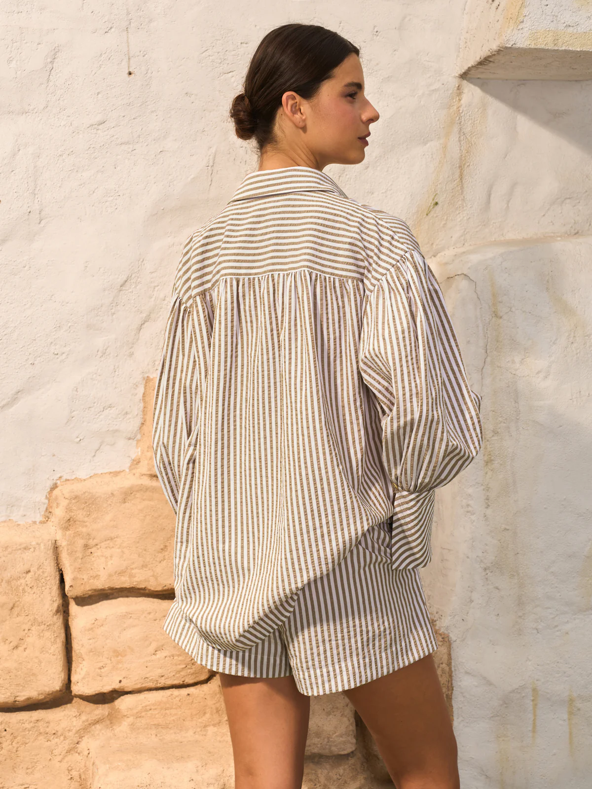Striped Shorts Set With Drawstring - Image 6