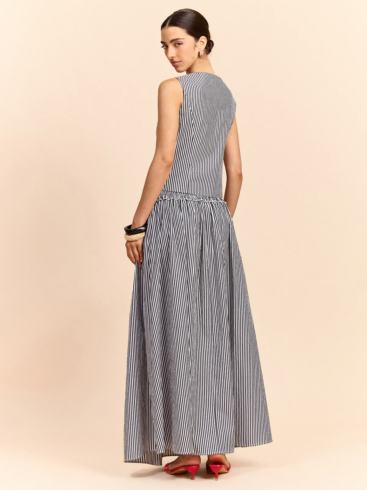 Striped Tie-Front Top and Skirt Set - Image 3