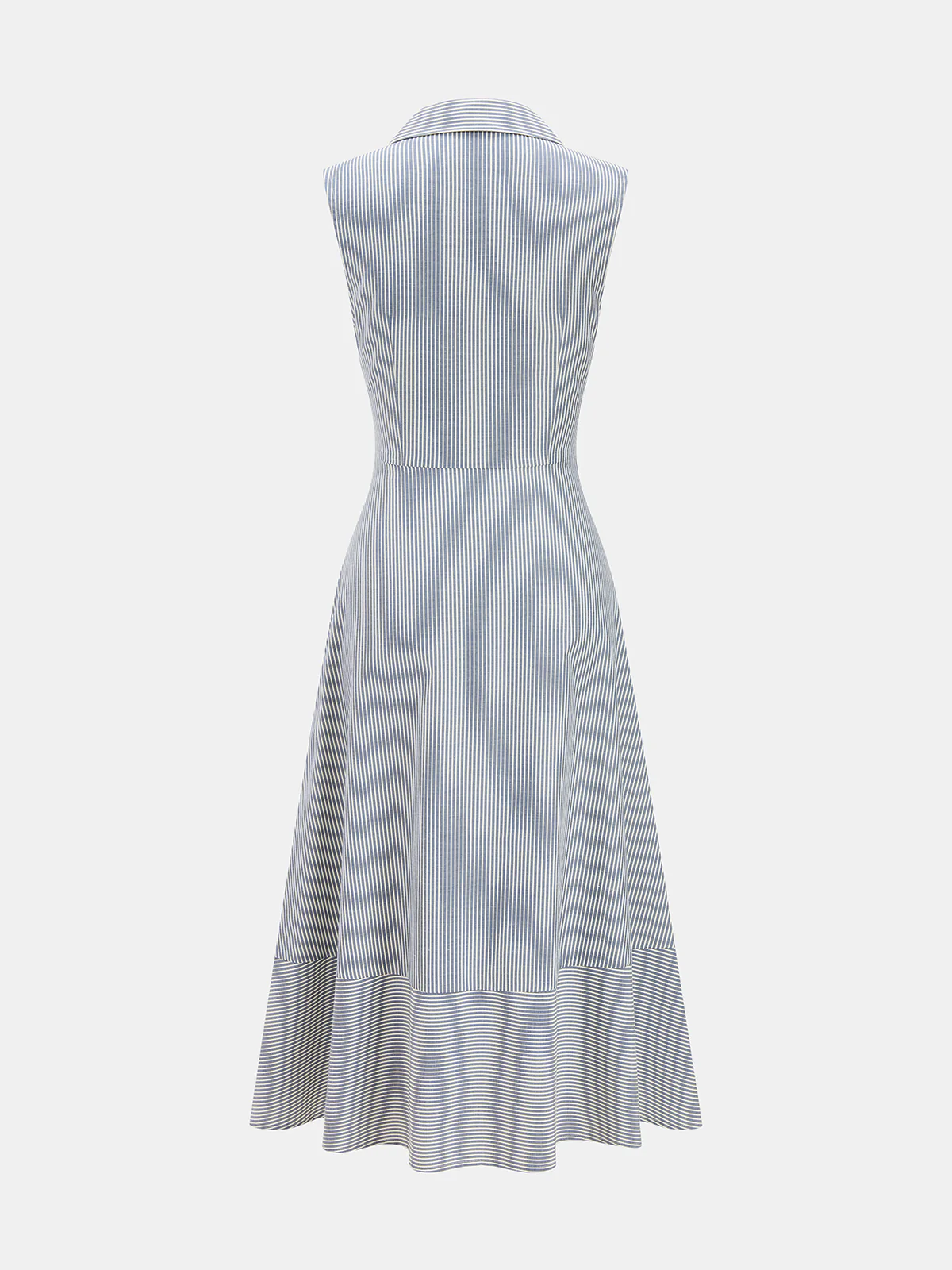 Striped Sleeveless Tie Waist Maxi Shirt Dress - Image 3