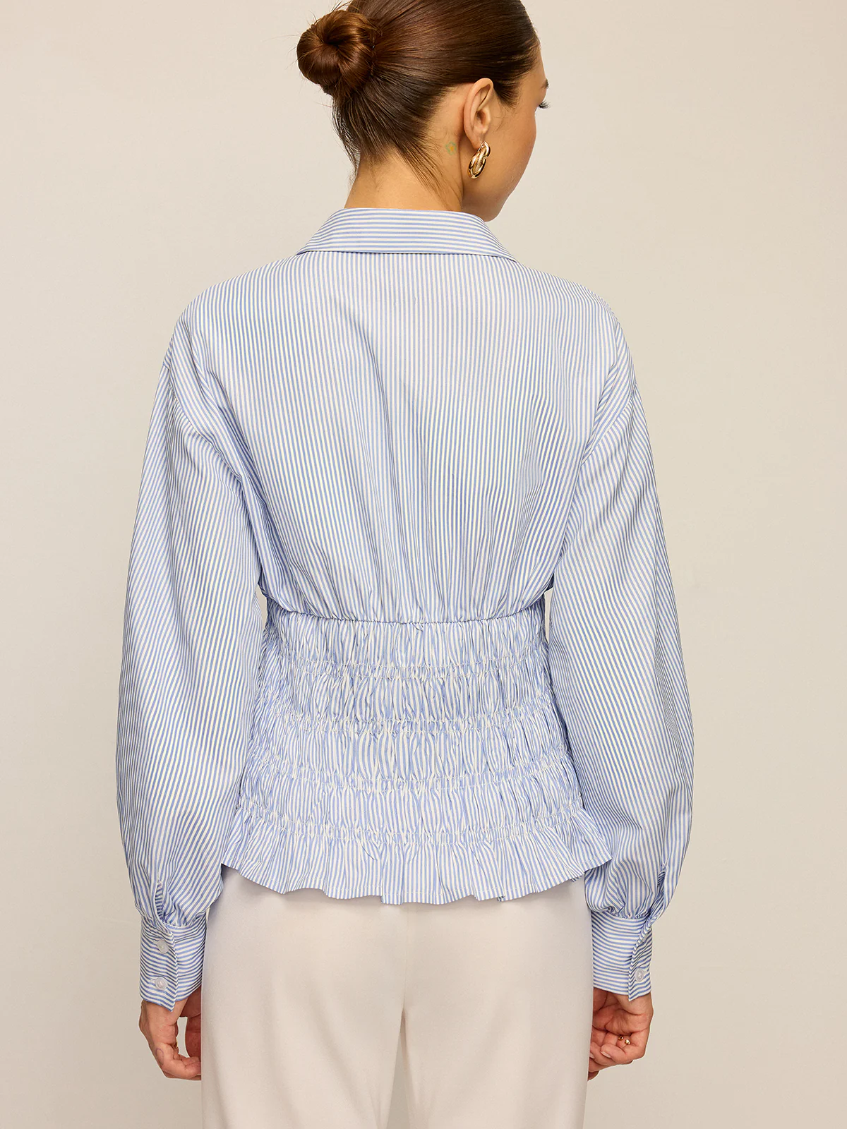 Striped Smocked Waist Shirt - Image 6