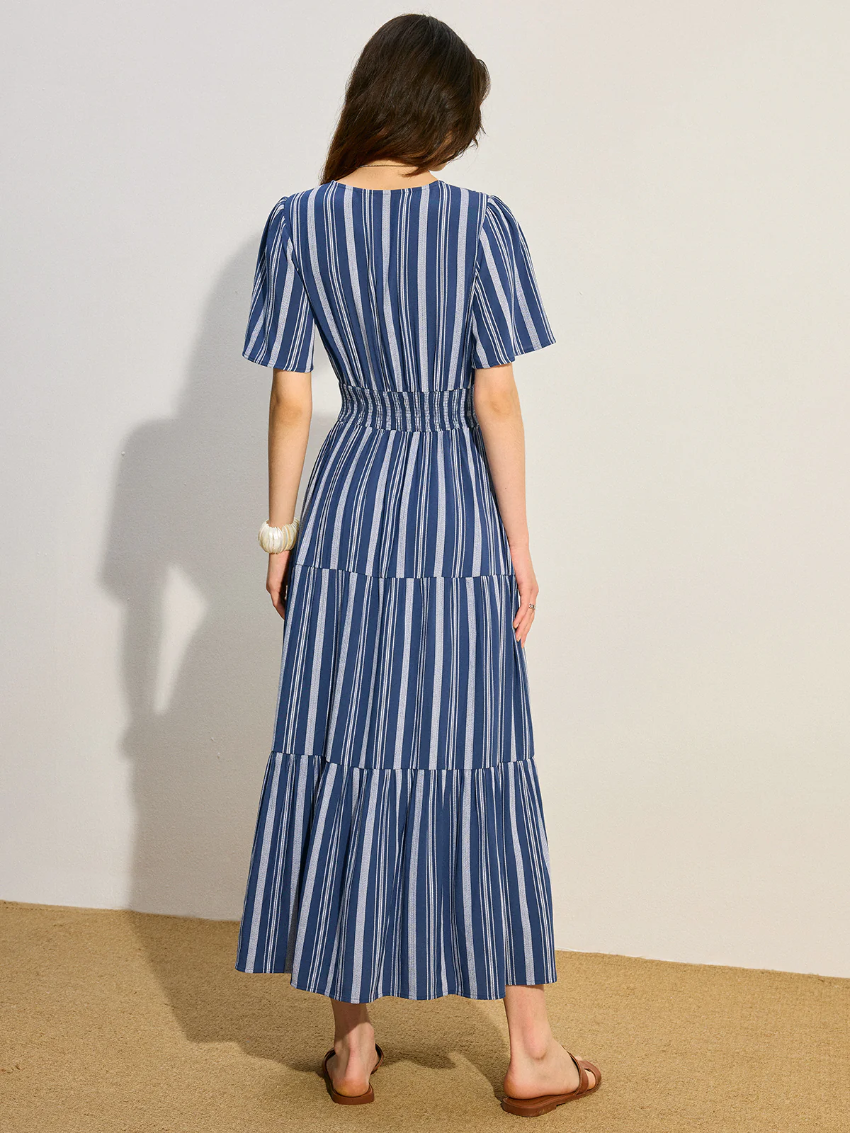 Striped Smocked Waist Tiered Maxi Dress - Image 5