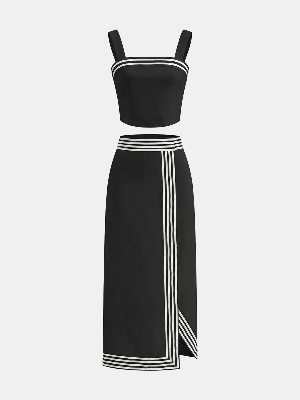 Striped Strappy Top & Midi Skirt Set - Image 9