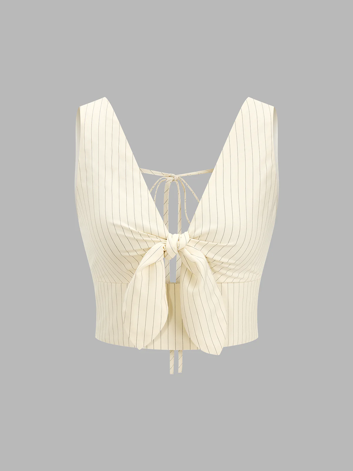Striped Tie-Front Cropped Top & Shorts Set - Image 2