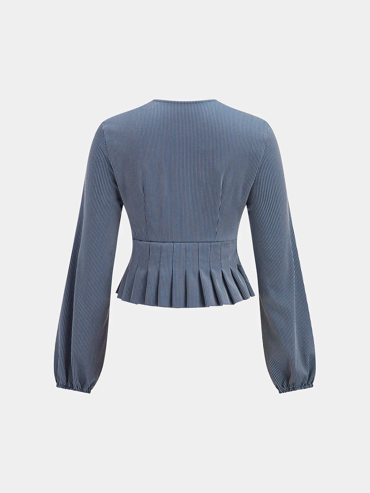 Striped Tie-Front V-Neck Peplum Blouse - Image 2