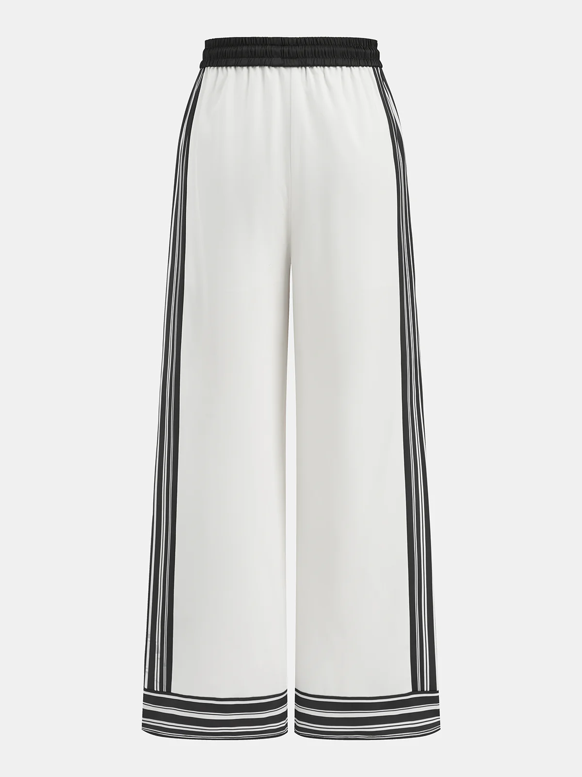 Striped Trim Drawstring Wide-Leg Pants - Image 2
