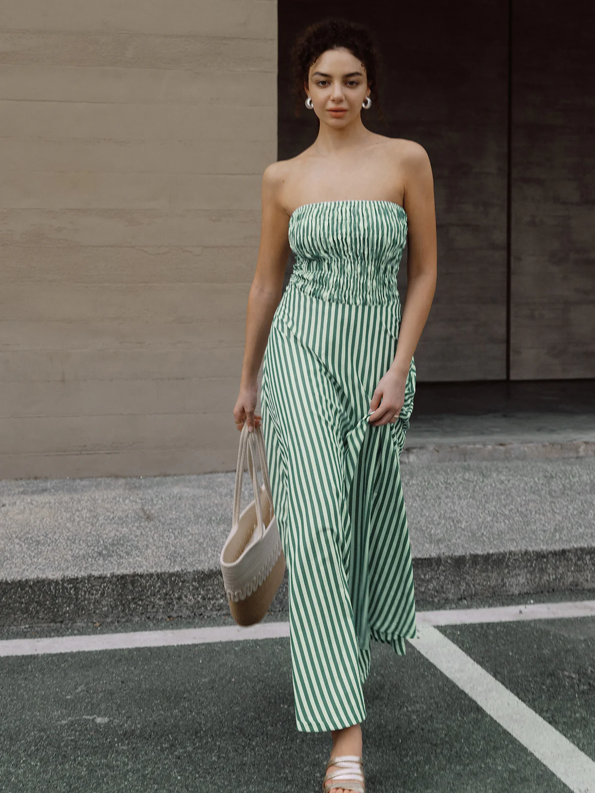 Striped Tube Long Dress - Image 2