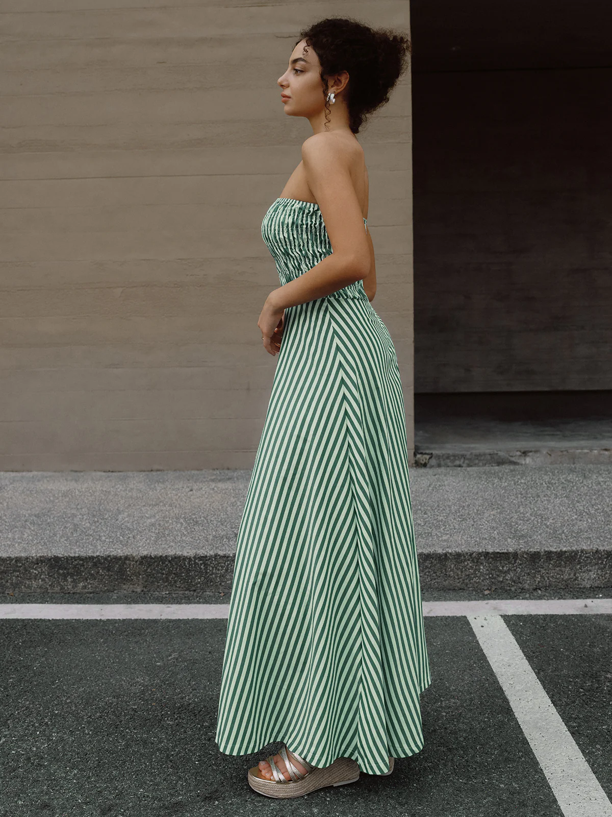 Striped Tube Long Dress - Image 3